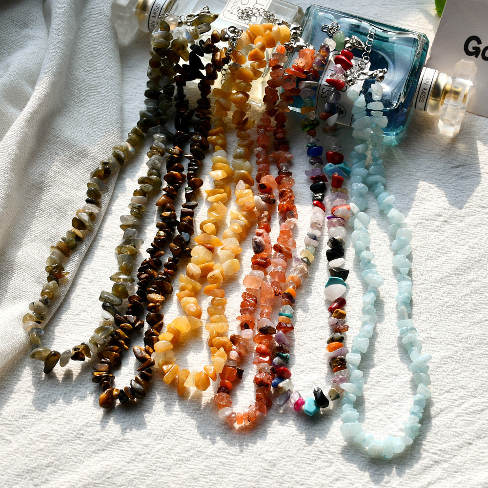 Pastel Crystal Beaded Necklacce — Elegant Gravel Pendant Tea Party & Date looks