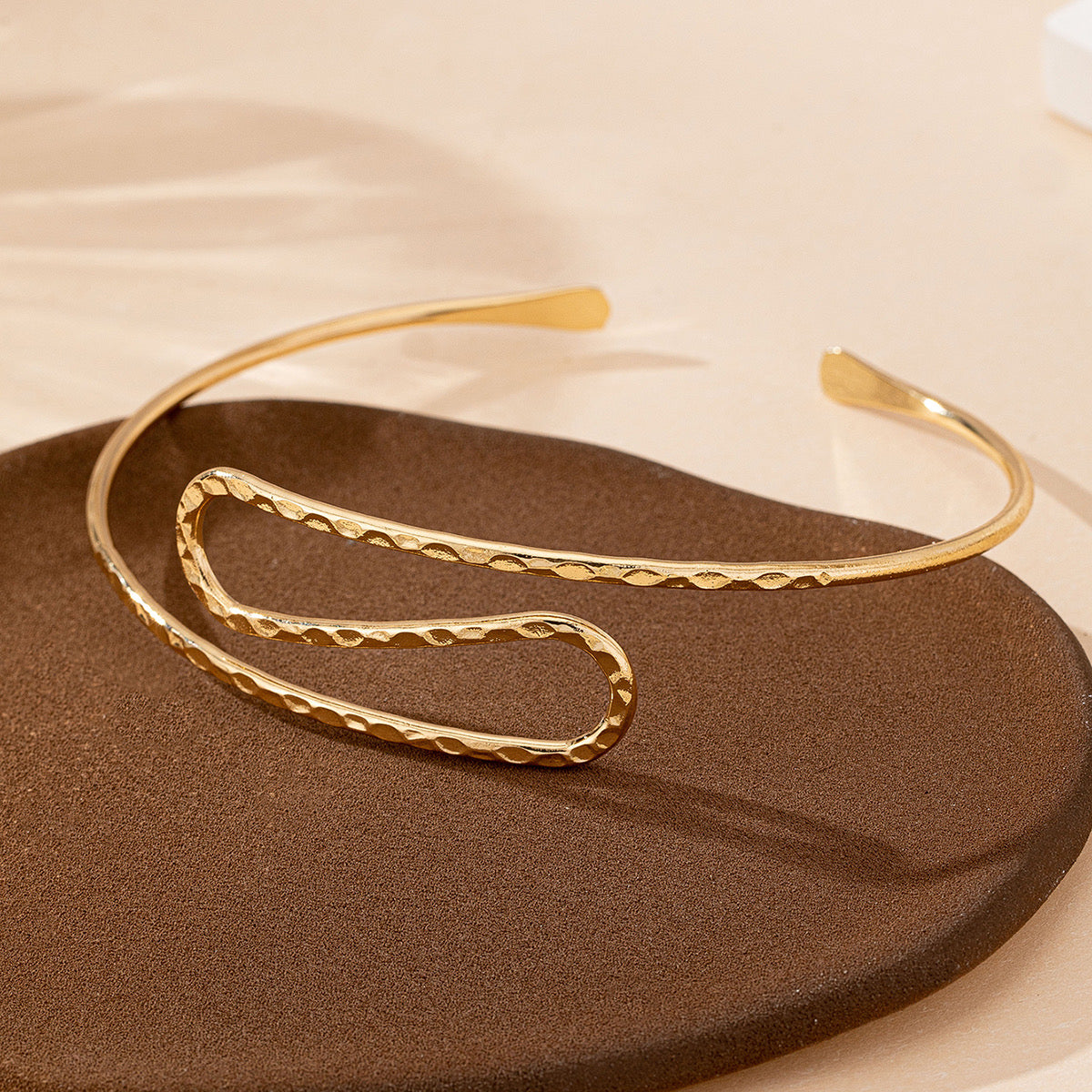 Geometric Iron Arm Bracelet — Elegant & Artistic French Style