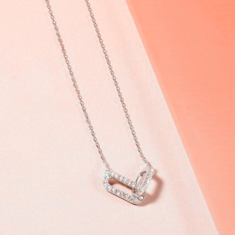 Elegant 925 Sterling Silver Zircon Necklace - 14k gold plated
