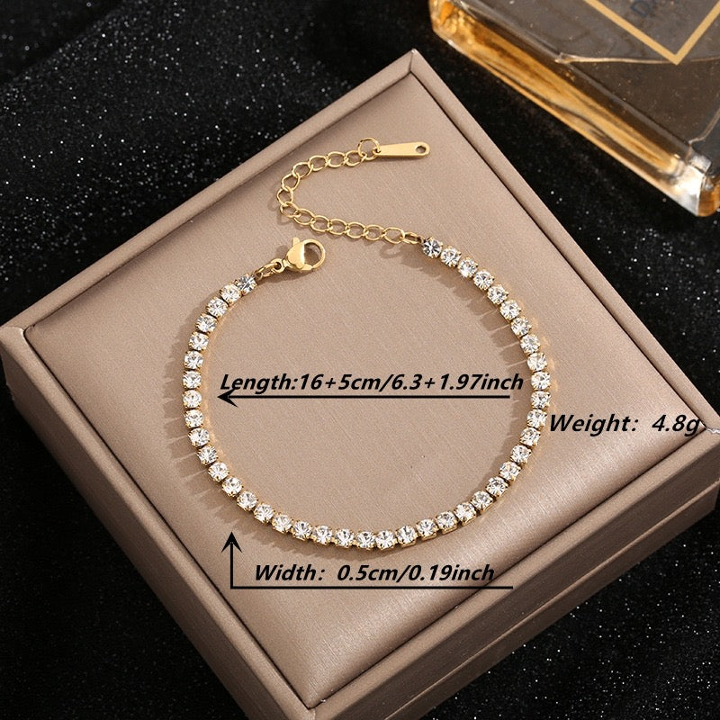 Classic 18K Gold Plated Rhinestone Bracelet - Elegant & Unisex