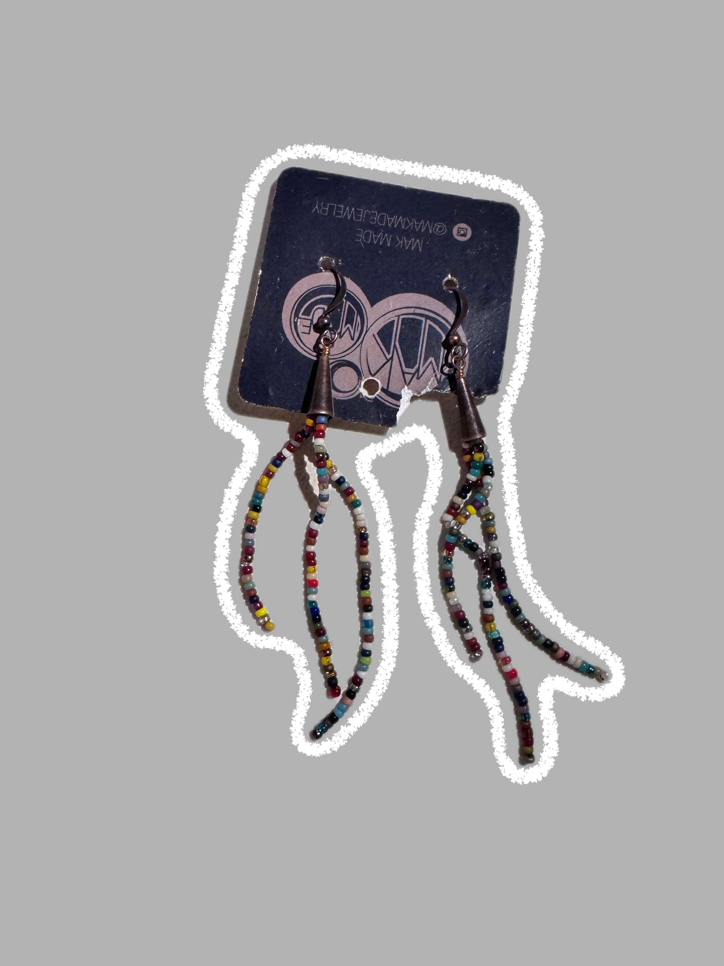 Handmade Multicolor Seed Bead Drop Earrings