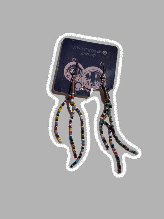 Handmade Multicolor Seed Bead Drop Earrings