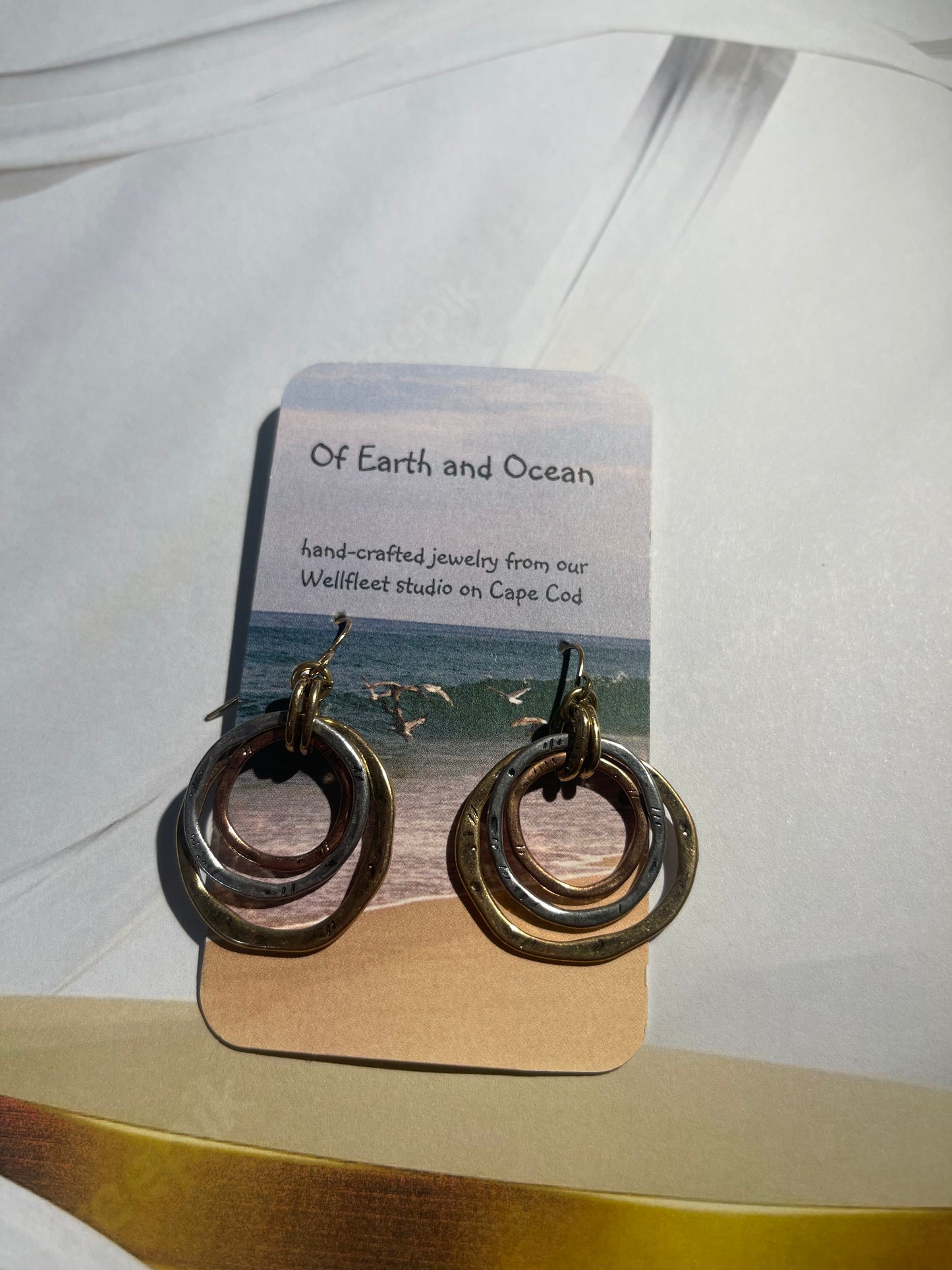 Of Earth and Ocean Sunrise Tricolor Dangle Earrings – Handmade Artisan Jewelry