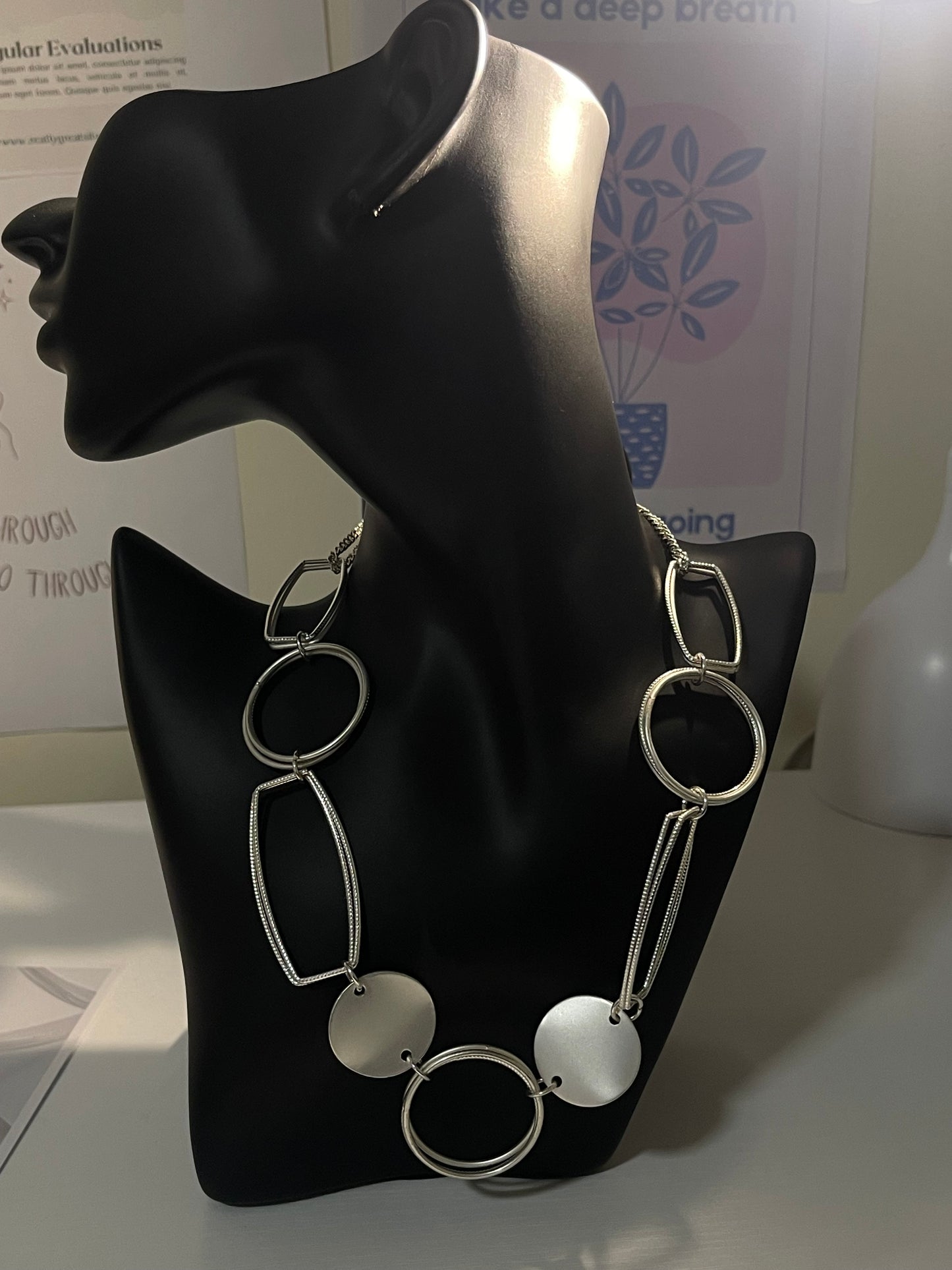 Vintage Silver Geometric Statement Necklace