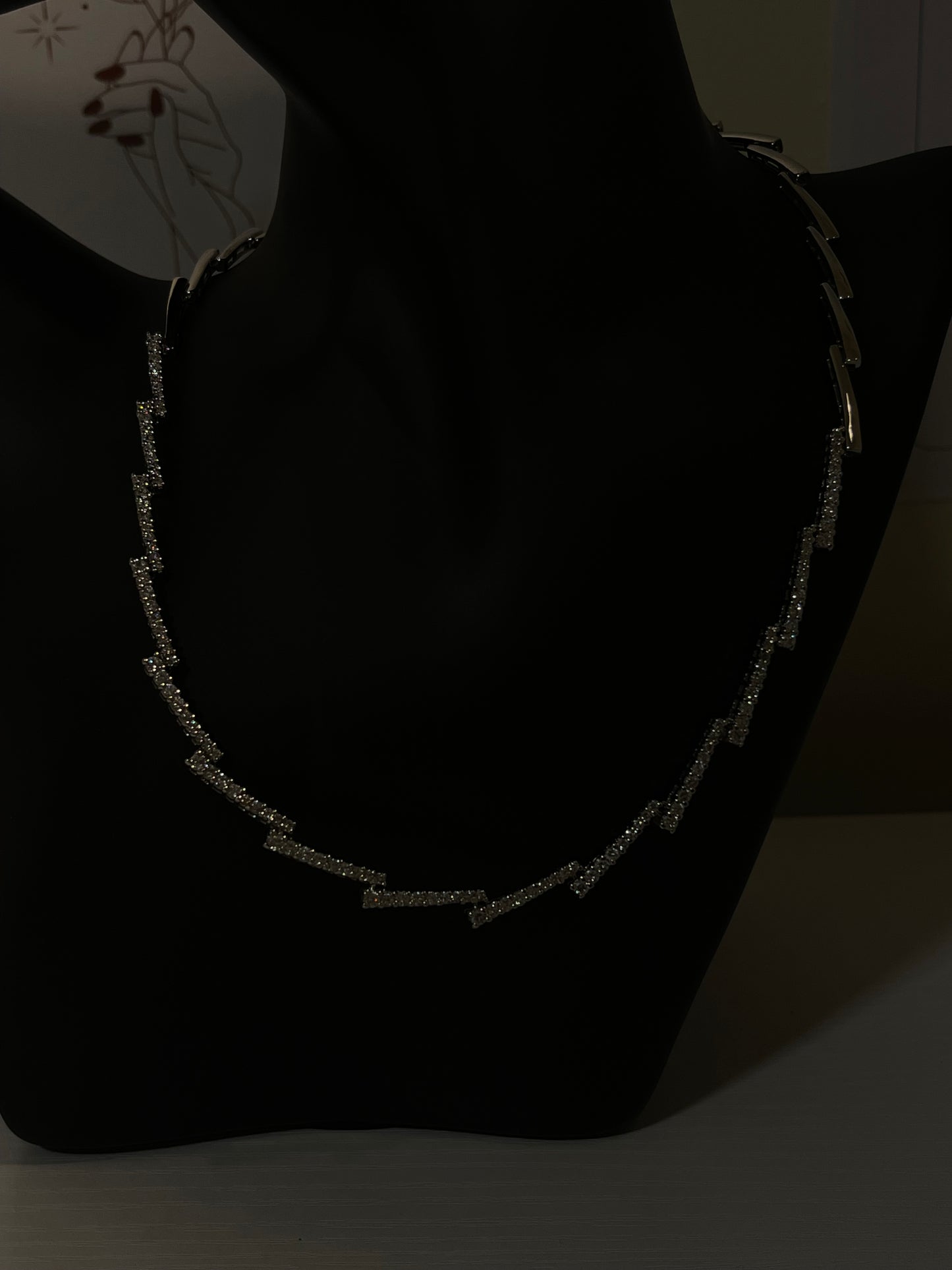 Retro ZigZag Sterling Silver CZ Necklace – Sparkling Statement Jewelry