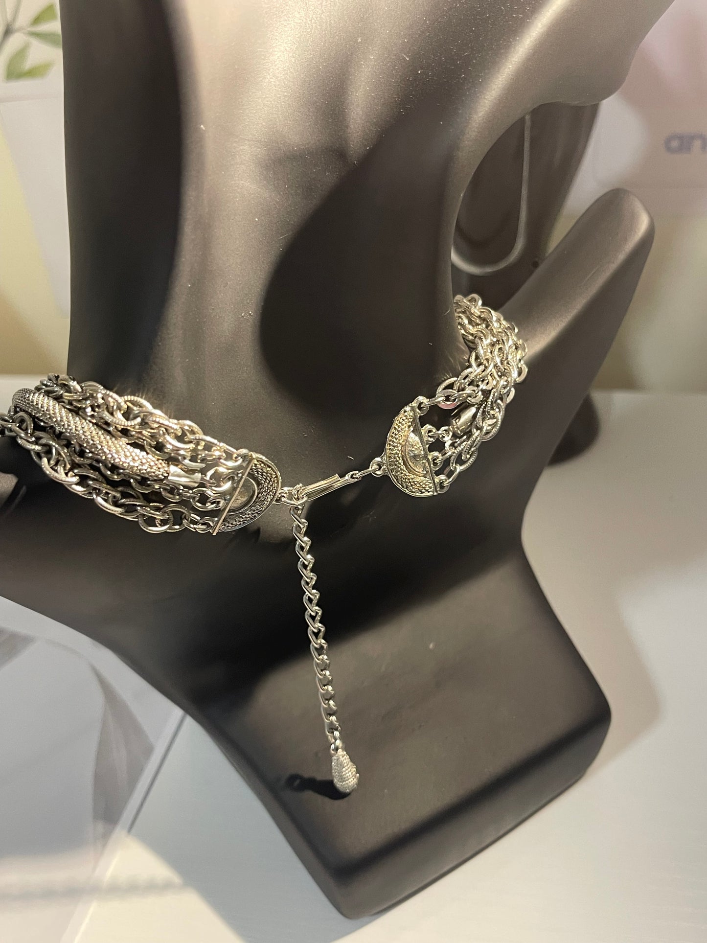 Vintage Silver-Tone 5-Layer Chain Necklace