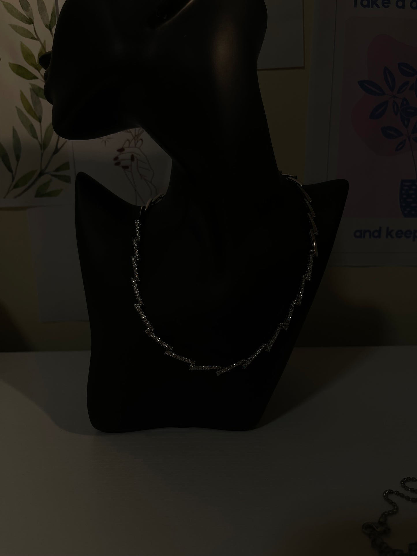 Retro ZigZag Sterling Silver CZ Necklace – Sparkling Statement Jewelry