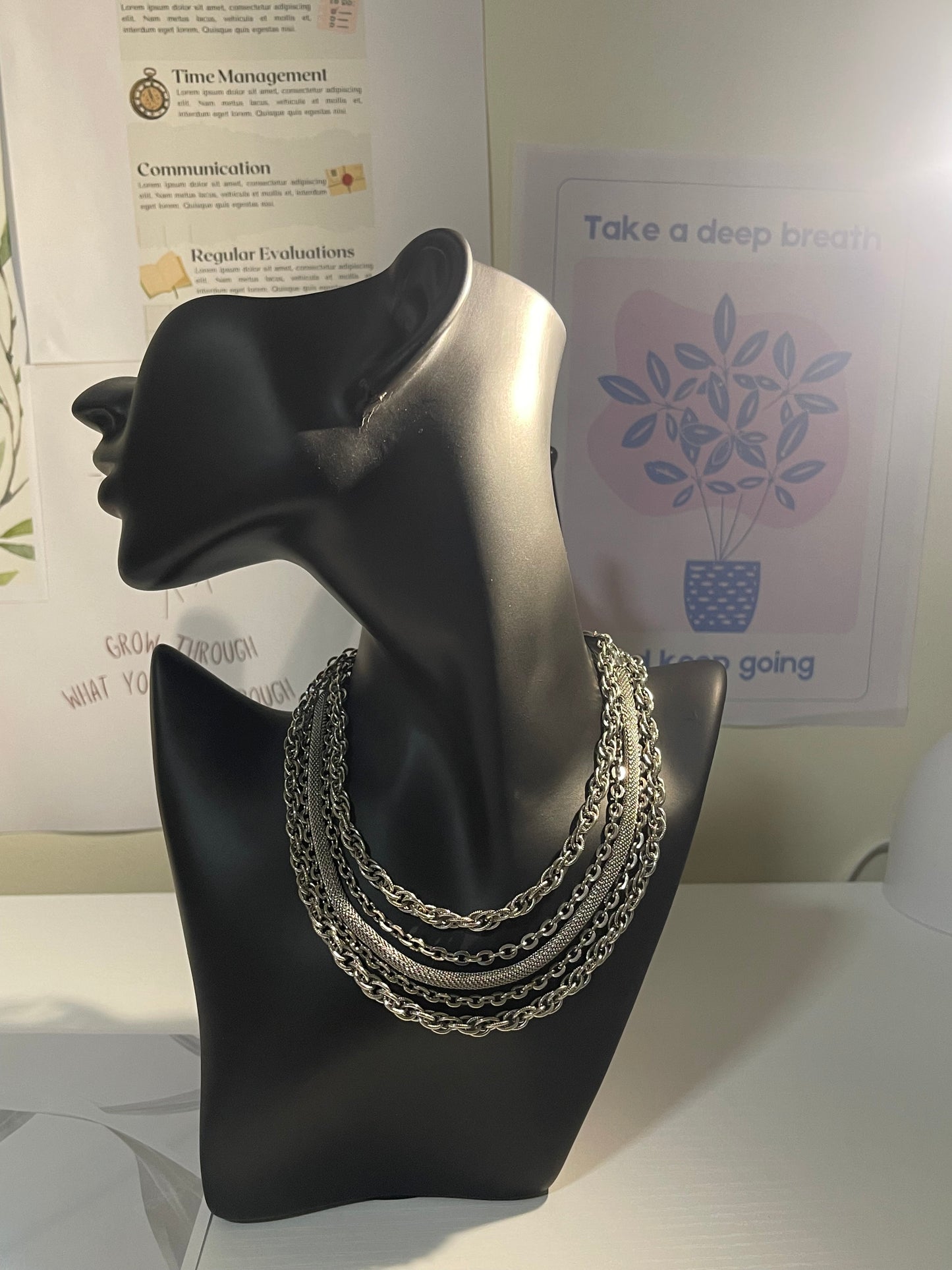 Vintage Silver-Tone 5-Layer Chain Necklace