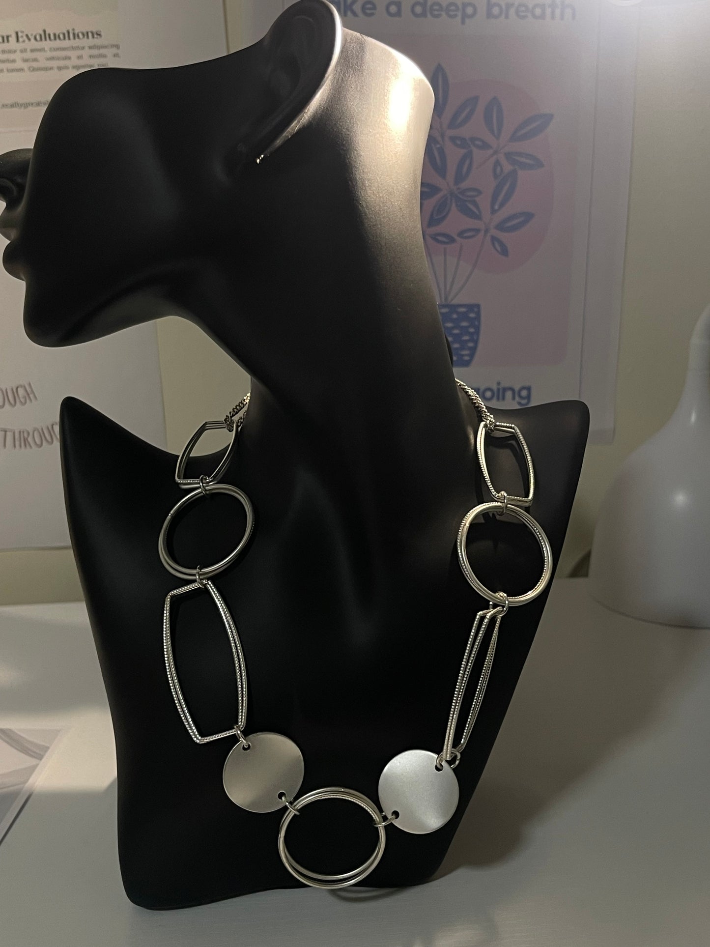 Vintage Silver Geometric Statement Necklace