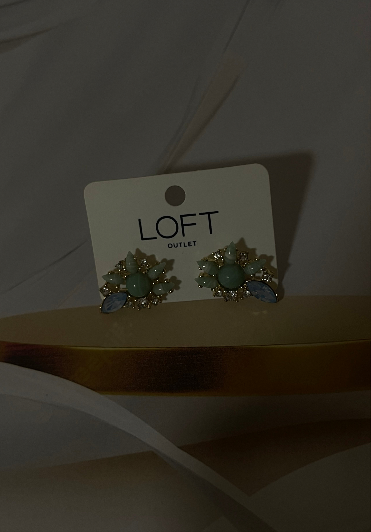 Statement Stud Earrings – Sparkling Green & Blue Cluster