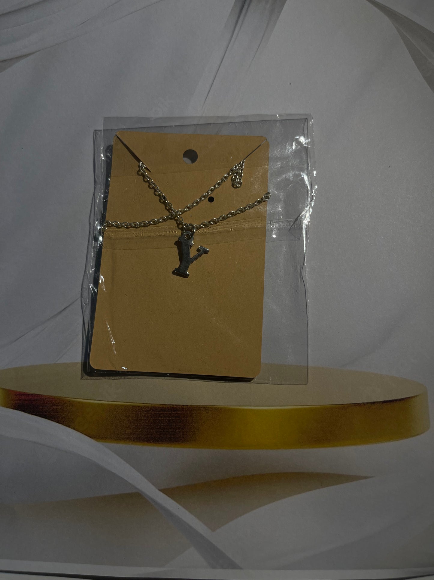 Silver-Toned Initial Pendant Necklace