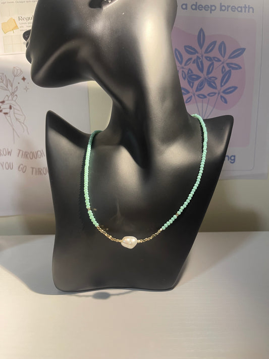 Droplet Necklace & Earrings Set – Mint