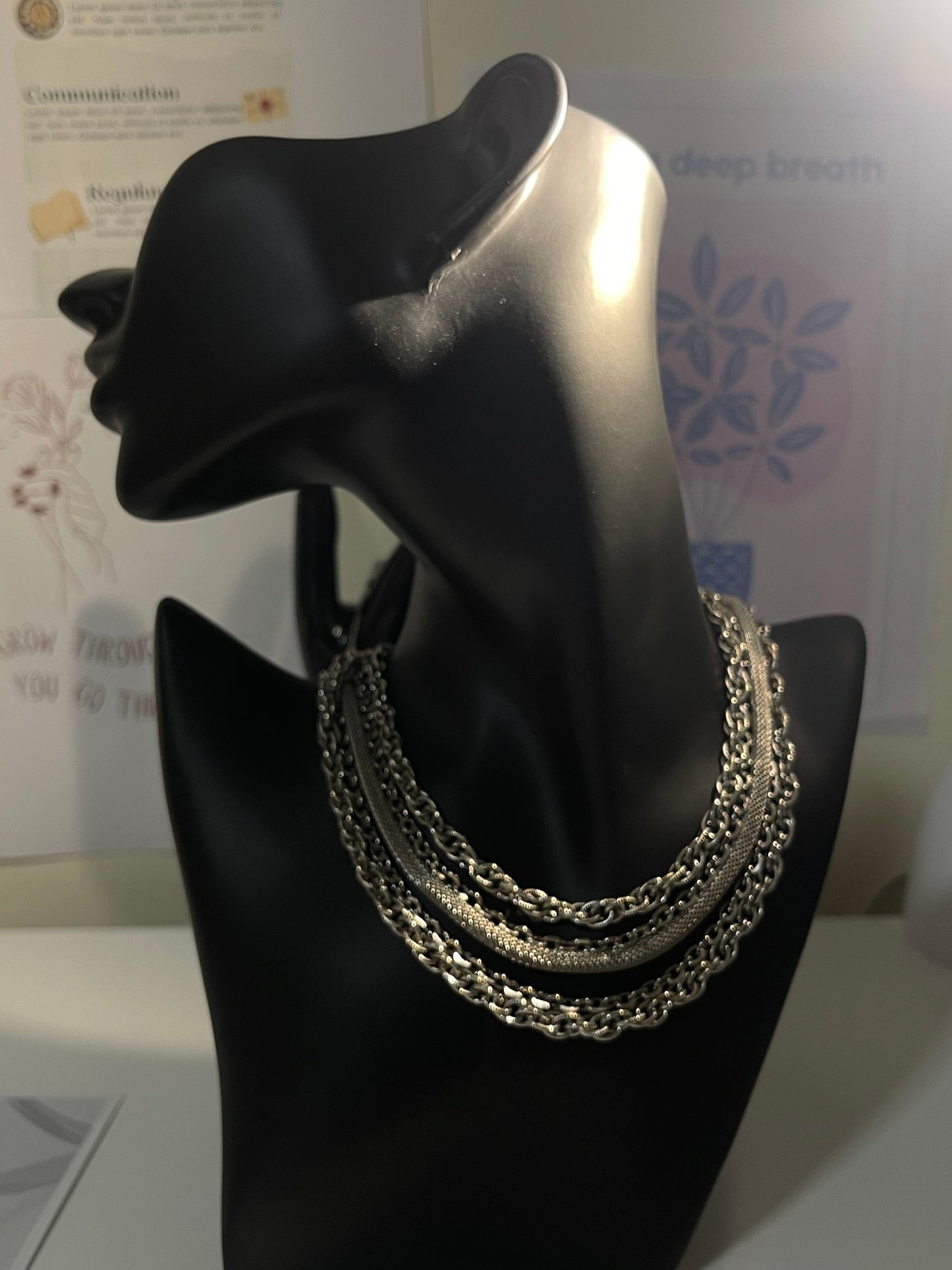 Vintage Silver-Tone 5-Layer Chain Necklace
