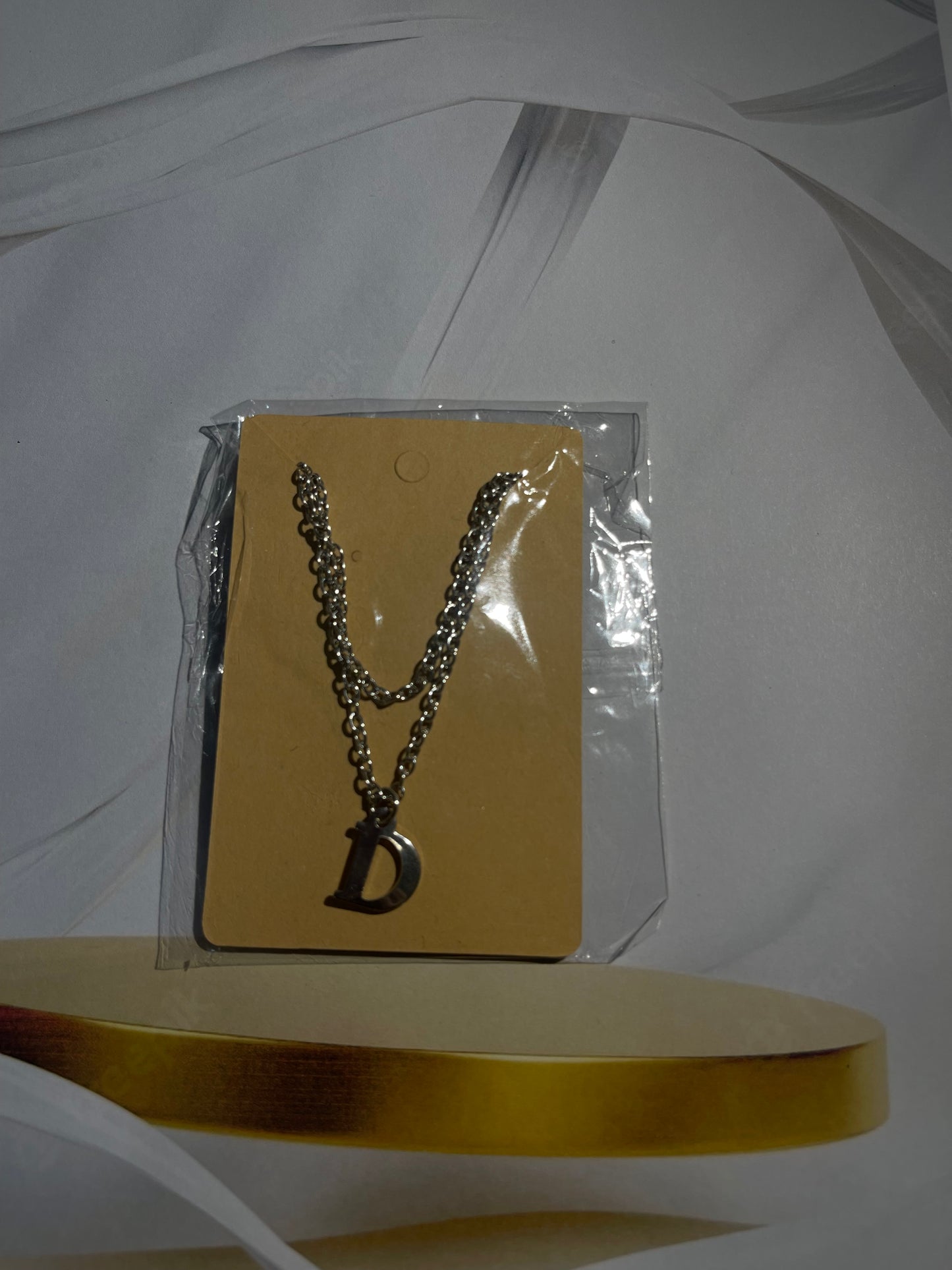 Silver-Toned Initial Pendant Necklace