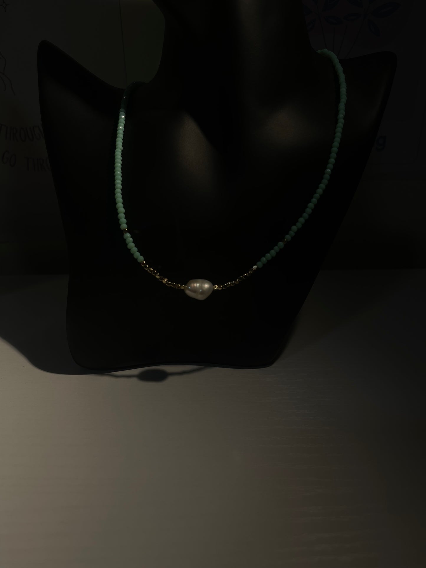 Droplet Necklace & Earrings Set – Mint