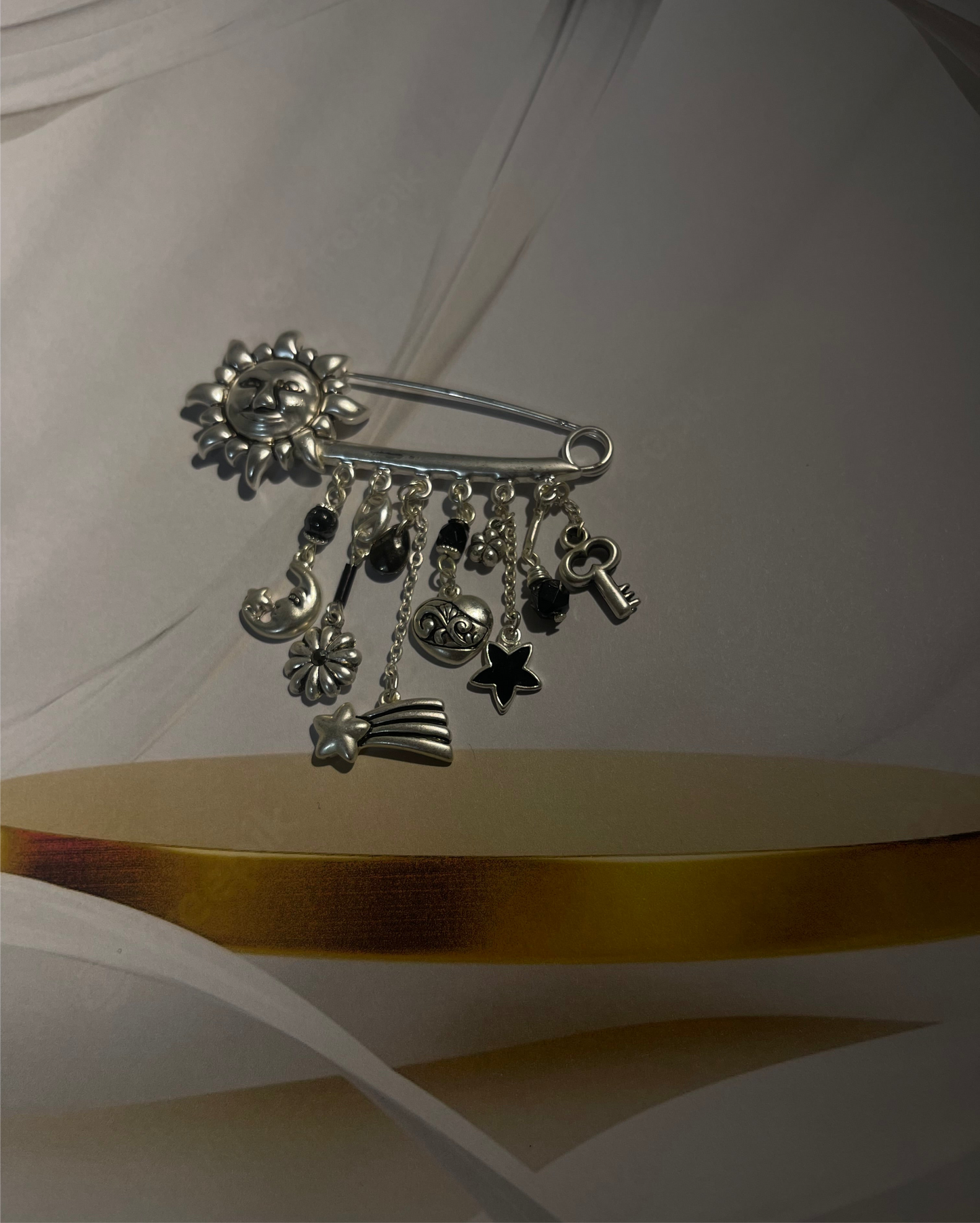 Celestial Kilt Pin Brooch – Sun, Moon & Stars