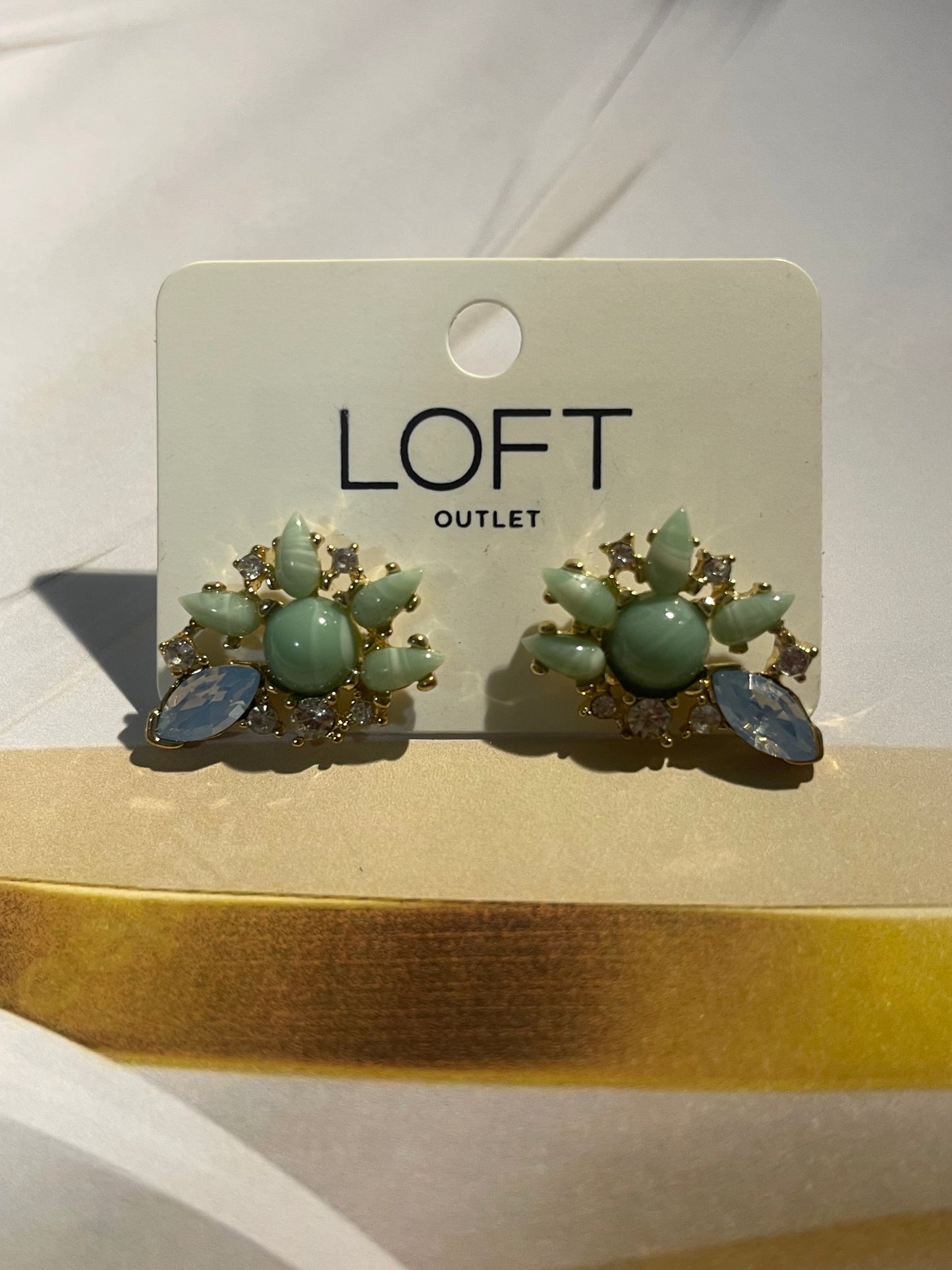 Statement Stud Earrings – Sparkling Green & Blue Cluster