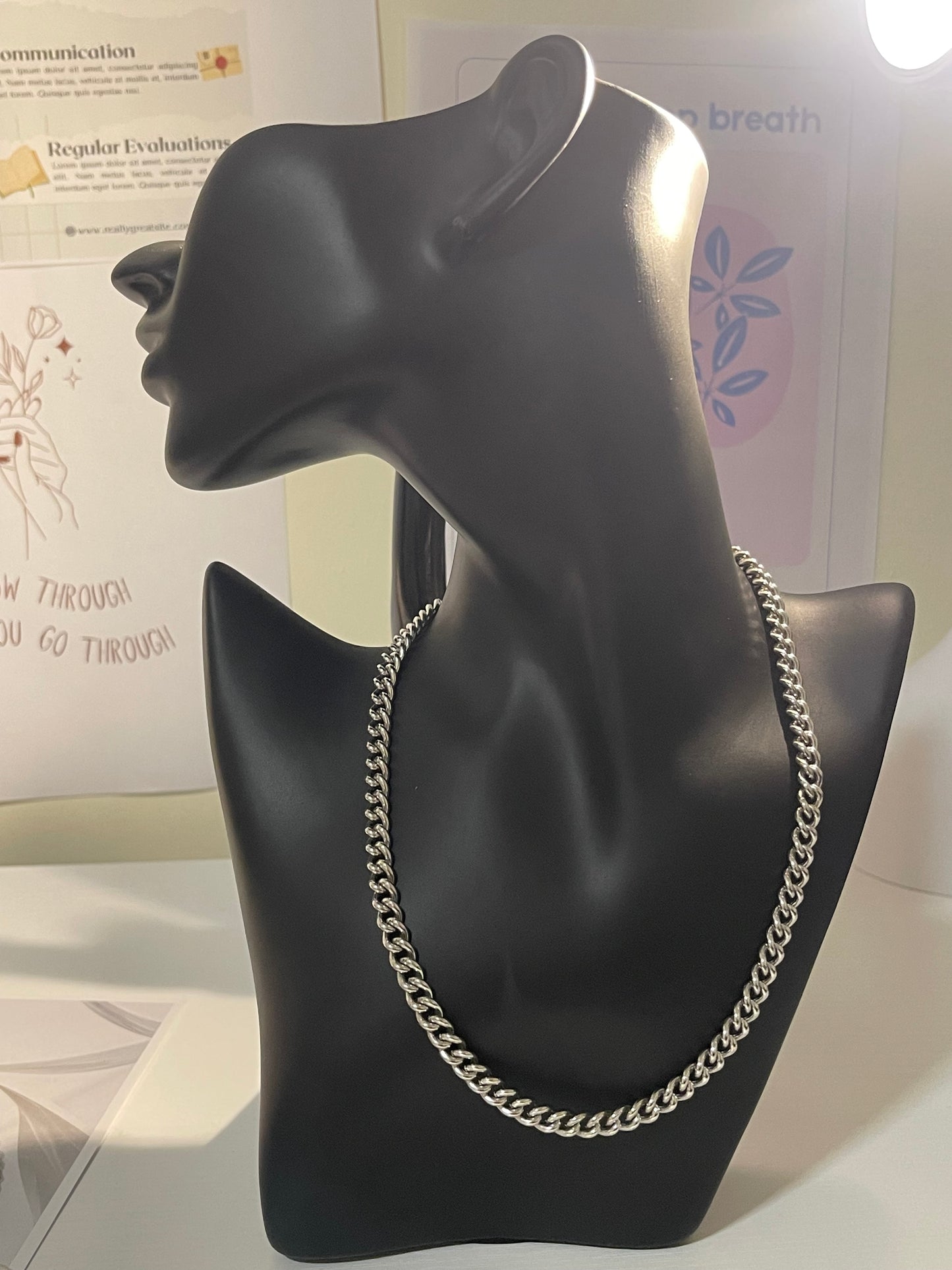 Stainless Steel Cuban Curb Link Chain Necklace