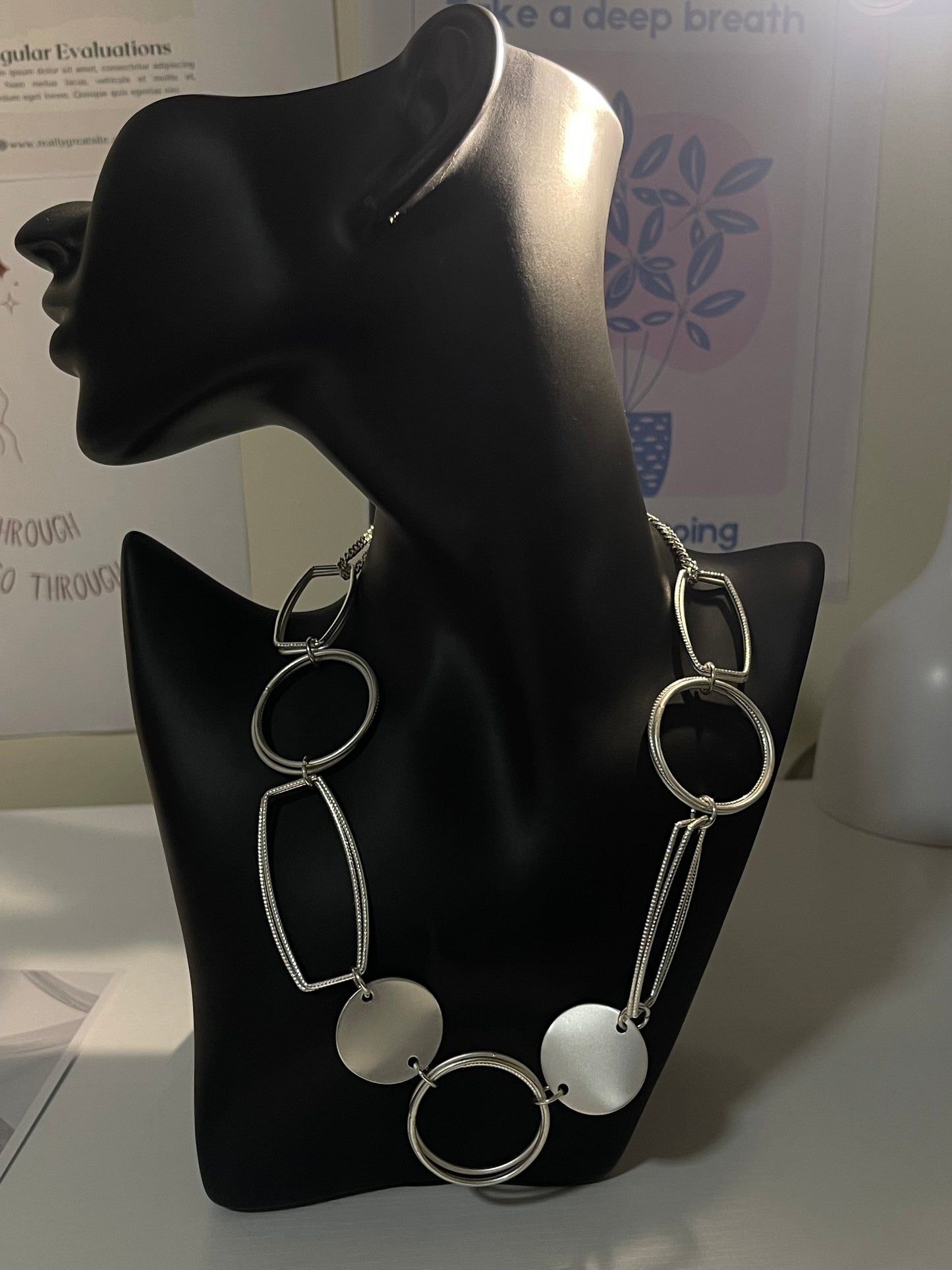 Vintage Silver Geometric Statement Necklace