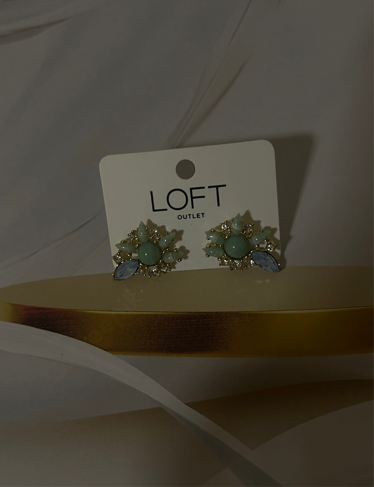 Statement Stud Earrings – Sparkling Green & Blue Cluster