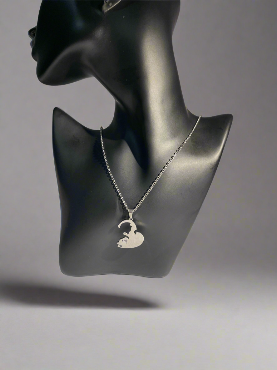 Cat Pendant Necklace – Silver-Tone Cat Jewelry for Cat Lovers