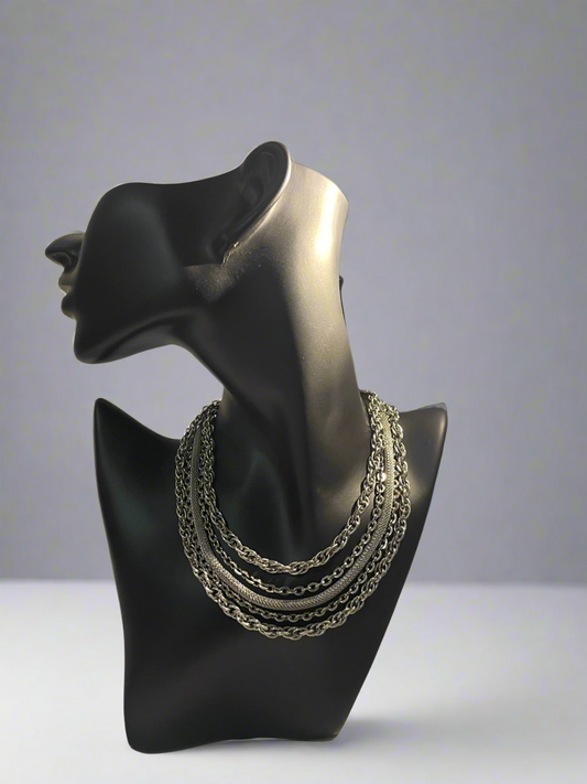 Vintage Silver-Tone 5-Layer Chain Necklace