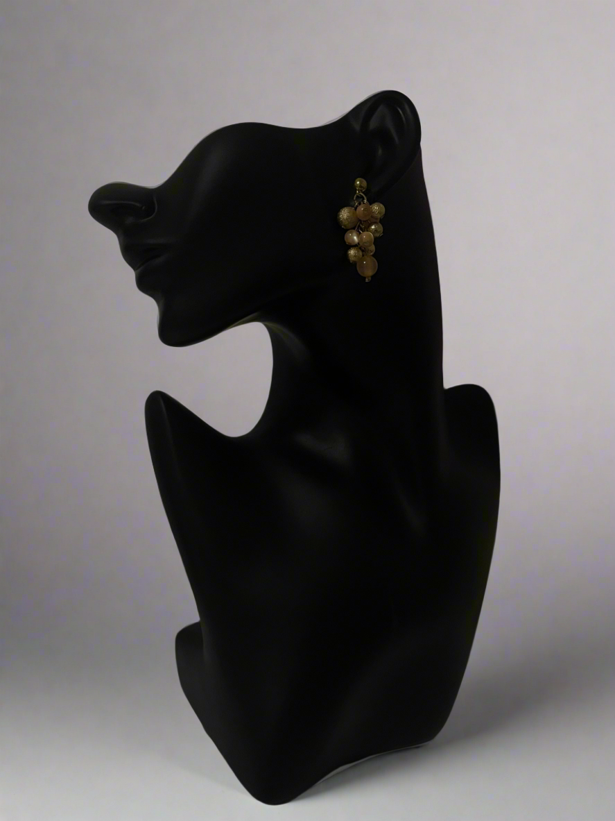 Vintage Peach Moonglow Cluster Earrings – Retro Statement Jewelry