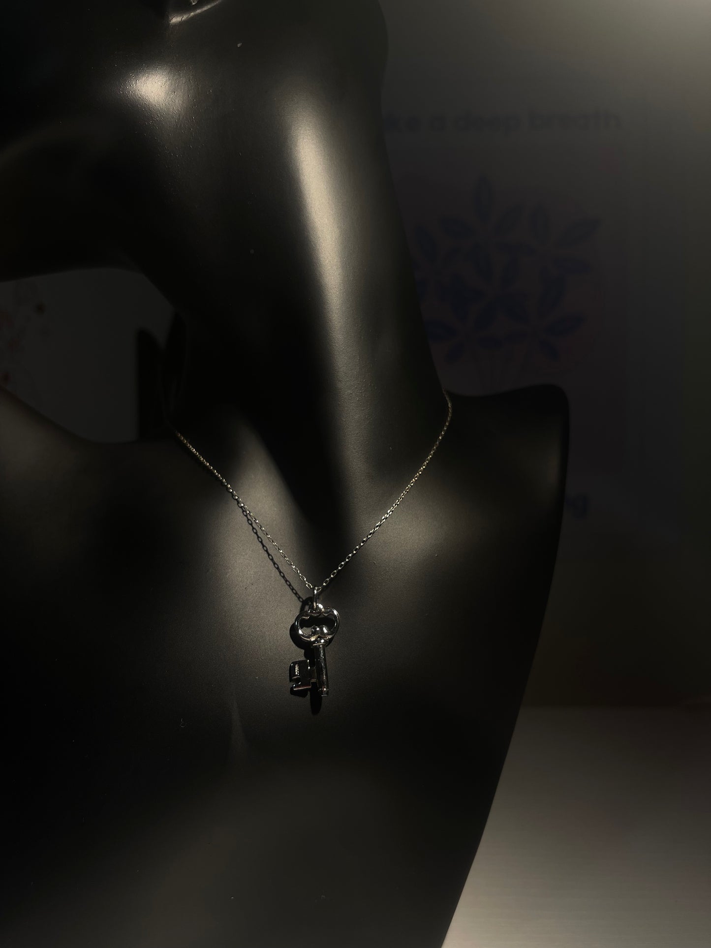 Sterling Silver Heart Key Pendant Necklace – Elegant & Timeless