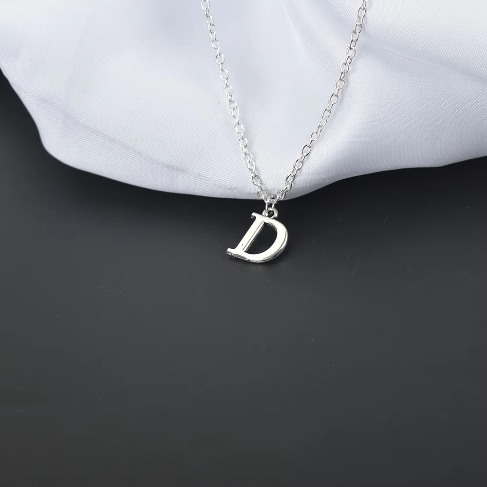 Silver-Toned Initial Pendant Necklace