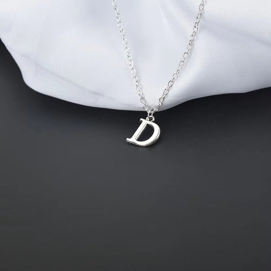 Silver-Toned Initial Pendant Necklace