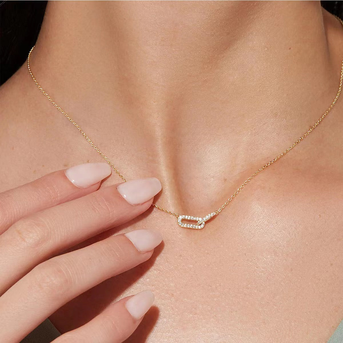 Elegant 925 Sterling Silver Zircon Necklace - 14k gold plated