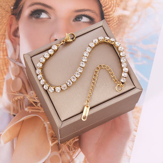 Classic 18K Gold Plated Rhinestone Bracelet - Elegant & Unisex